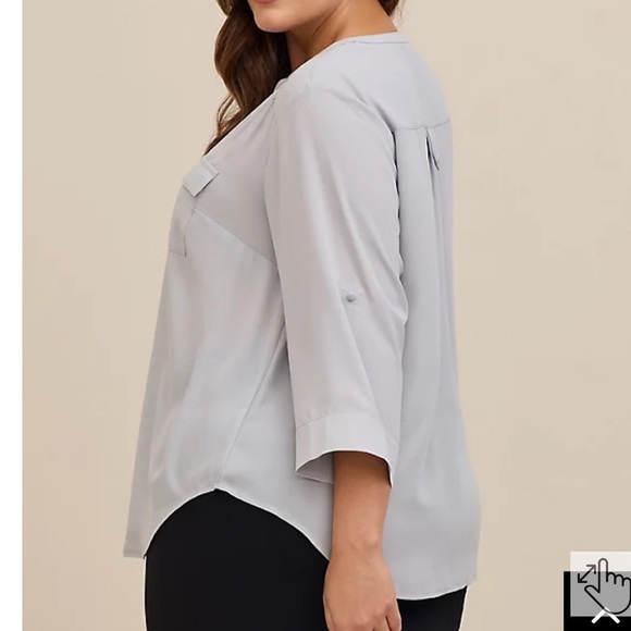Torrid Harper Georgette Pullover 3/4 Sleeve Blouse Gray - Picture 3 of 10